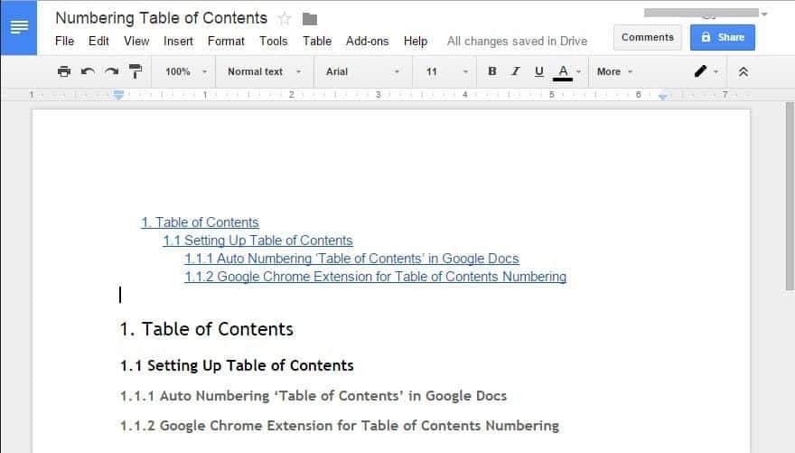 Auto Numbering Table Of Contents List Sub Titles On - 